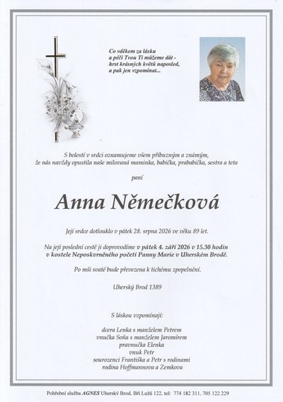 Smuteční oznámení – Eva Orjechová