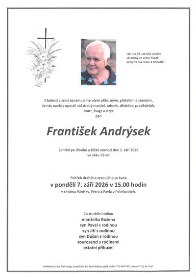 Smuteční oznámení – František Andrýsek