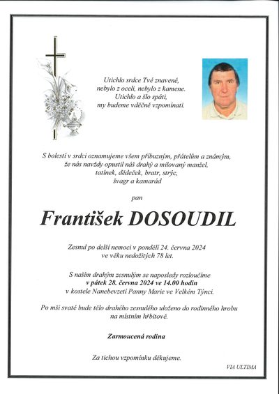 Smuteční oznámení – František Dosoudil