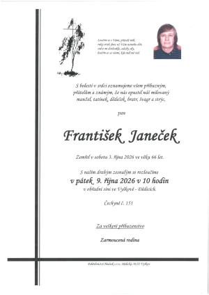 Smuteční oznámení – František Janeček