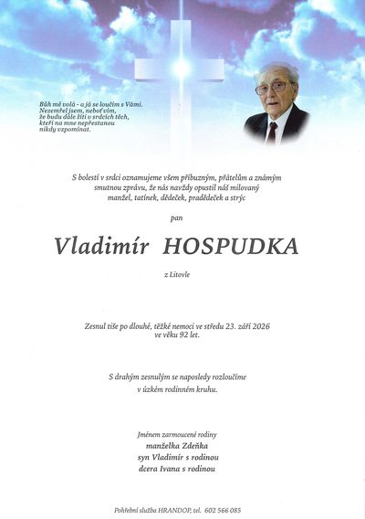 Smuteční oznámení – HOSPUDKA Hospudka