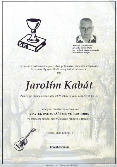 Smuteční oznámení – J Kabat