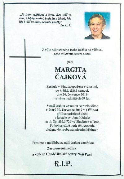 Smuteční oznámení – Jan Ii