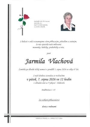 Smuteční oznámení – Jarmila Vlachová