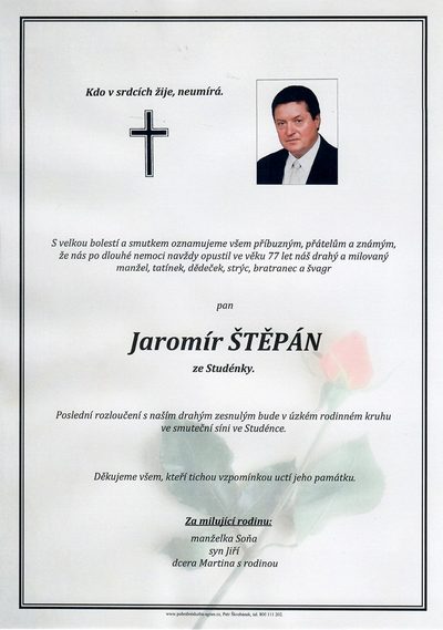 Smuteční oznámení – Jaromír Štěpán