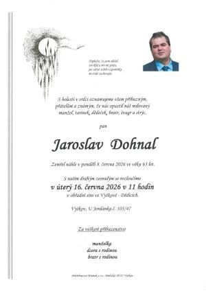 Smuteční oznámení – Jaroslav Dohnal