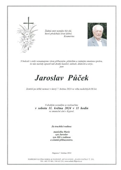 Smuteční oznámení – Jaroslav Půček