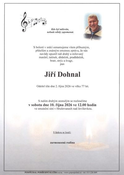 Smuteční oznámení – Jiří Dohnal