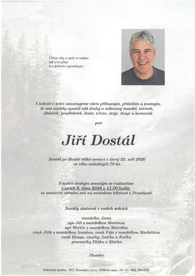 Smuteční oznámení – Jiří Dostál