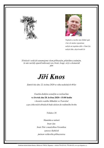 Smuteční oznámení – Jiří Knos
