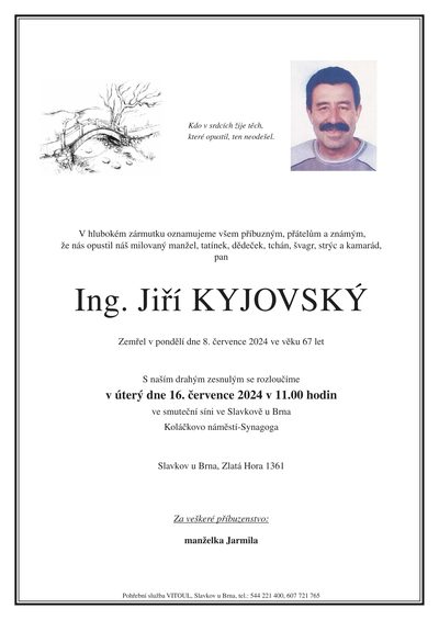 Smuteční oznámení – Ing. Jiří Kyjovský