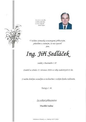 Smuteční oznámení – Ing. Jiří Sedláček