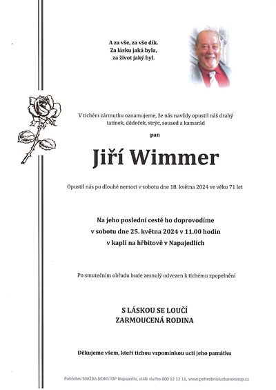 Smuteční oznámení – Jiří Wimmer