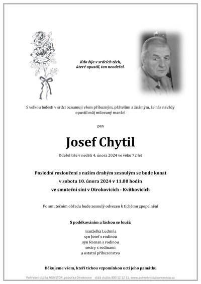 Smuteční oznámení – Josef Chytil