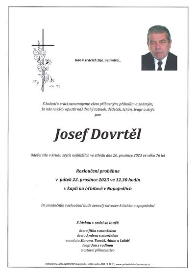 Smuteční oznámení – Josef Dovrtěl