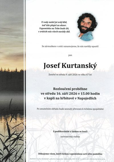 Smuteční oznámení – Josef Kurtanský