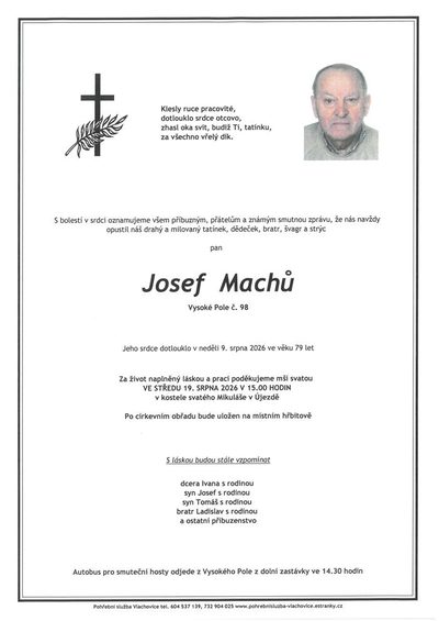 Smuteční oznámení – Josef Machů