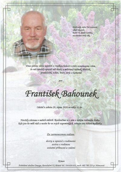 Smuteční oznámení – Josef Němec