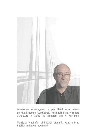 Smuteční oznámení – Karel Vašut