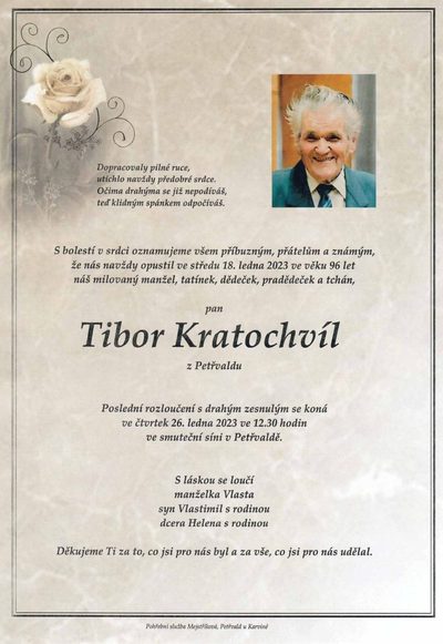 Smuteční oznámení – Kratochvil