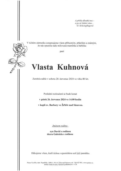 Smuteční oznámení – Kuhnova