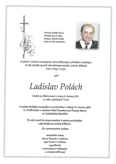 Smuteční oznámení – Ladislav Polách