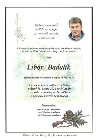 Smuteční oznámení – Libor Badalík