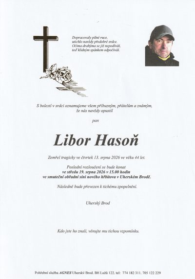Smuteční oznámení – Libor Hasoň