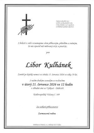 Smuteční oznámení – Libor Kulhánek