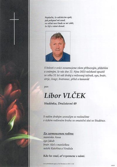Smuteční oznámení – Libor Vlček
