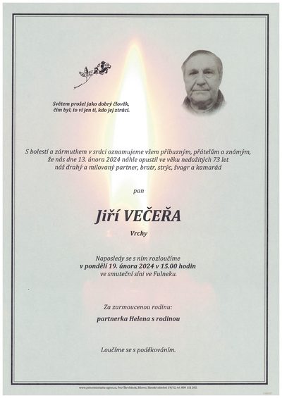 Smuteční oznámení – Loučíme se s poděkováním.