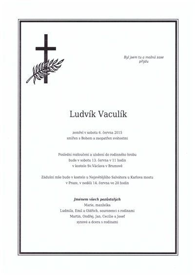 Smuteční oznámení – Ludvík Vaculík