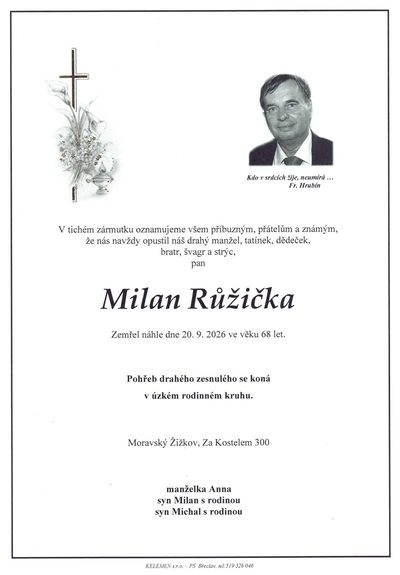 Smuteční oznámení – M Ruzicka