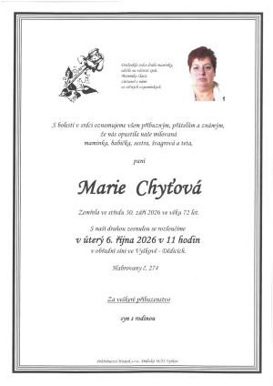 Smuteční oznámení – Marie Chyťová