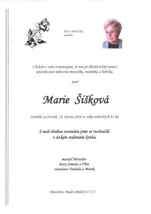 Smuteční oznámení – Marie Šišková