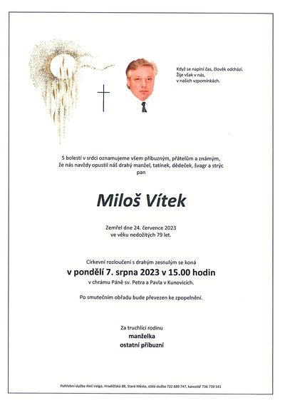 Smuteční oznámení – Miloš Vítek