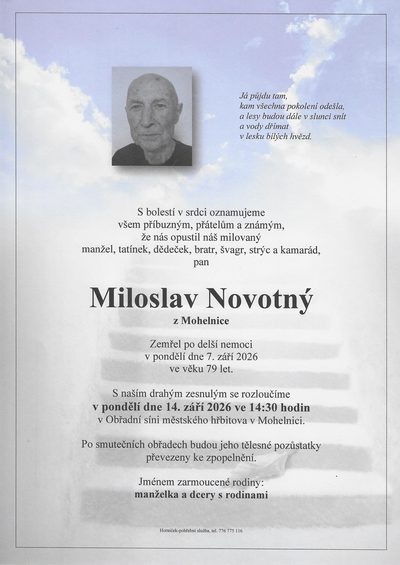 Smuteční oznámení – Miloslav Novotný