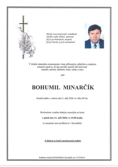 Smuteční oznámení – Minarčík Bohumil