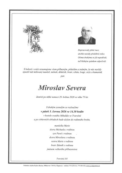 Smuteční oznámení – Miroslav Severa