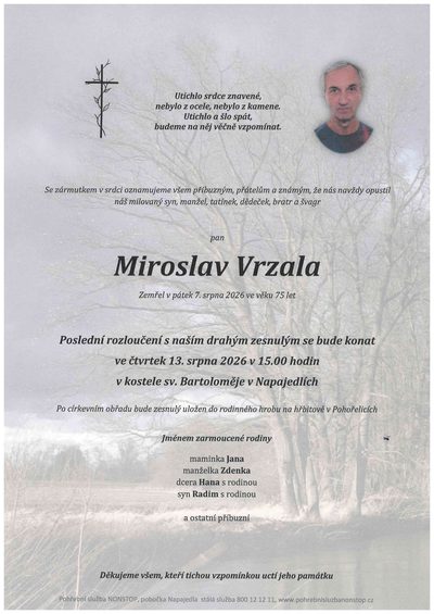 Smuteční oznámení – Miroslav Vrzala