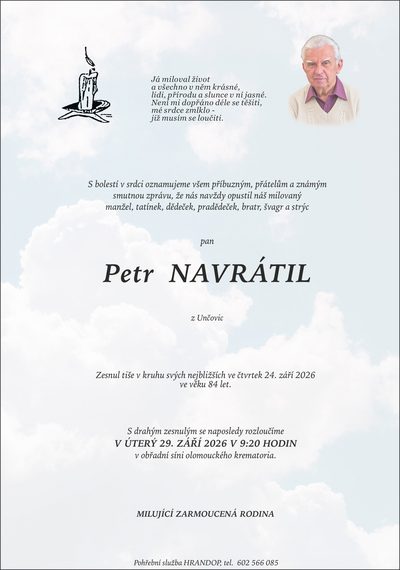 Smuteční oznámení – NAVRÁTIL Navrátil
