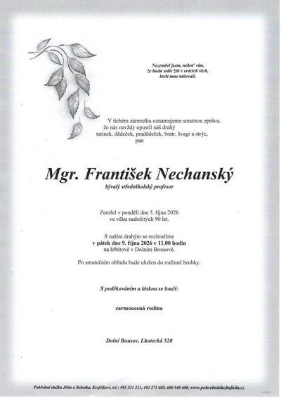 Smuteční oznámení – Nechansky
