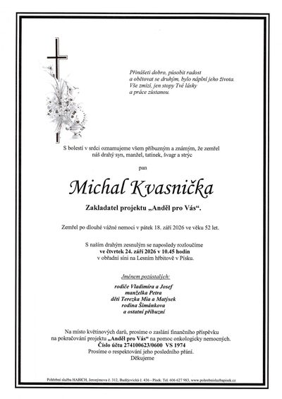 Smuteční oznámení – Neznámé Kvasnička
