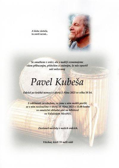 Smuteční oznámení – Pan Pavel Kubesa