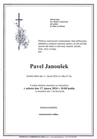 Smuteční oznámení – Pavel Janousek