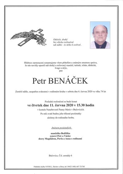 Smuteční oznámení – Petr Benáček