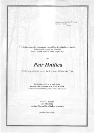 Smuteční oznámení – Petr Hnilica