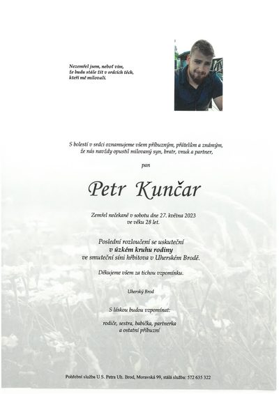 Smuteční oznámení – Petr Kunčar