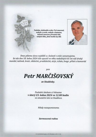 Smuteční oznámení – Petr Marčišovský