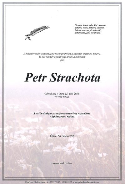 Smuteční oznámení – Petr Strachota